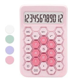 sportsvoutdoors Pink Standard 12 Digit Large LCD Display Basic Office Calculator - Pink Office Supplies and Desk Accessories - Gifts for Coworkers