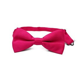 Classic Mens Womens Clip-On Banded Bow Tie Pre Tied Plain Dickie Bowtie (Fuchsia Hot Pink)