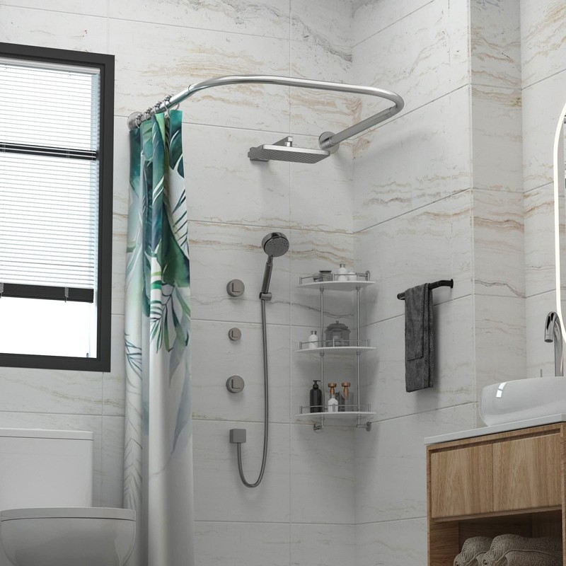 Tanxih U Shower Curtain Rod Adjustable Stainless Steel U Shaped