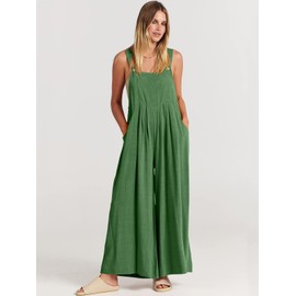 ANRABESS - Overol para mujer, casual, suelto, sin mangas, tirantes ajustables, con tirantes y pierna ancha con bolsillos, Cielo, S