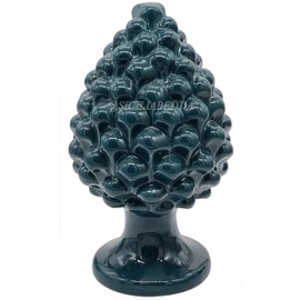 sicilia bedda - Sicilian Ceramic Pine Cone - Product Made Entirely by Hand - Decorative Pine Cone (Dark Green, 18_x_11Cm)
