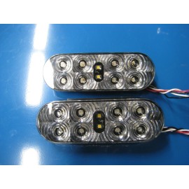 TecNiq (2) TecNiq LED 6" oval clear lens stop/turn tail & reverse LED lamp SUPER BRIGHT