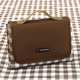 Outdoor Picnic Blanket 80"X80" Picnic Mat Extra Large Camping Blanket Beach Blanket Foldable Waterproof Sand Mat Hiking Travel Family Concerts(Brown)