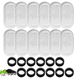Cat Drinker Filters for 108oz/3.2L and 67oz/2L Stainless Steel Adjustable Water Flow Pet Drinkers, 12 Pack Pet Drinker Filter Replacements and 12 Sponge Foam Filters Moisture and Dust Resistant - Specification: 12+12【Upgrade Set】
