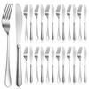 Xosjska 24 Pcs Stainless Steel Silverware Dinner Fork and Knife