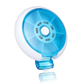 Kafeiya Pillendose,7 Tage Rund Pillendose,Tragbare Pillendose,für Vitamin- und Medikamente Aufbewahrung,Blau-Französische Version