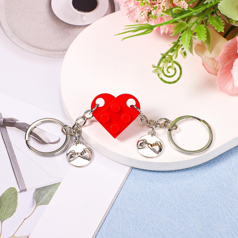 Brick Heart Key Chain, Detachable Heart Keychain Set Matching Heart