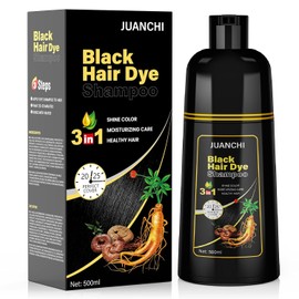 Black Hair Dye Shampoo 3 in1, Black Shampoo Hair Dye for Gray Coverage, Natural Hair Color for Women Men, Herbal Formula, Ammonia-free, Lasts 30 Days, 500ML (16.90 oz)