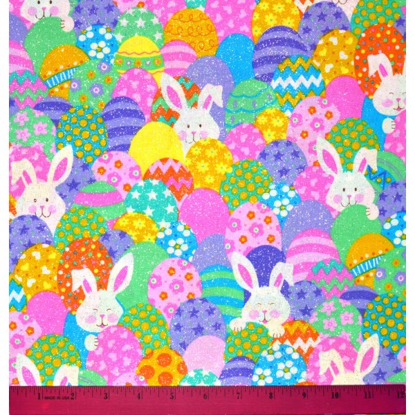 Easter Bunny Fabric - HALF YARD - Sparkles! Quilting -