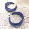 Denim Blue Large Frosted Acrylic Lucite Emily Hoop Earrings -