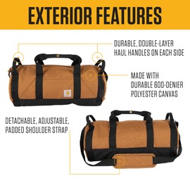 Carhartt Classic Round Duffel with Utility Pouch, Heavy-Duty, Water-Resistant Packable Gear Bag for Jobsite, Port, 60L, Classic Round Duffel with Utility Pouch, Heavy-Duty, Water-Resistant Packable