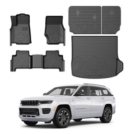 Mixsuper Floor Mats for Jeep Grand Cherokee 4XE 2022-2025, All Weather 2 Row Floor Liners and Trunk Mat Accessories Set Black