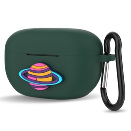 Geekria - Funda de silicona compatible con Sony WF-1000XM5 True Wireless Earbuds, funda protectora para auriculares con gancho para llavero, puerto de carga accesible (verde oscuro)