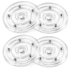 4 Stück Acryl Drehteller Organizer 10 cm Lazy Susan Drehteller Kunststoff | Drehbarer Vorratsschrank Drehlager Durchsichtig Transparentes Drehtablett für Küchen Gewürzregal Gewürze Kosmetik
