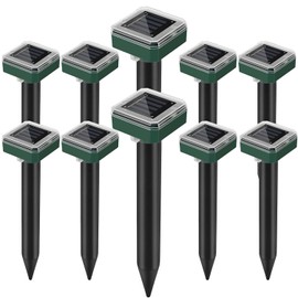 Mole Repellent Solar Powered, 10 Pack Gopher Repellent and Snake Repellent for Yard, Waterproof Ultrasonic Vibration Stakesfor Outdoor Lawn Garden to Get Rid of Moles, Voles, Groundhogs,Rodents