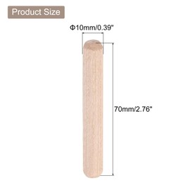 sourcing map 50 Pcs Wooden Dowel Pins, 10 x 70mm (0.39 x 2.76 Inch) Wood Dowels Rods, Fluted Dowel Joints for Grooved Woodworking Furniture Craft
