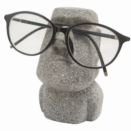 ZXNhome Moai Eyeglass Holder Stand Easter Island Stone Decoration Fun Glasses Holder Display Stands Modern Home Resin Sculptures Decorative Nightstand Home Office Desk Decor (Gray)