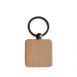 10 Pieces Wooden Keychain Blanks, Wood Engraving Blanks Key Chain, Unfinished Wood Key Tag for DIY Gift Craft Supplies (Square)
