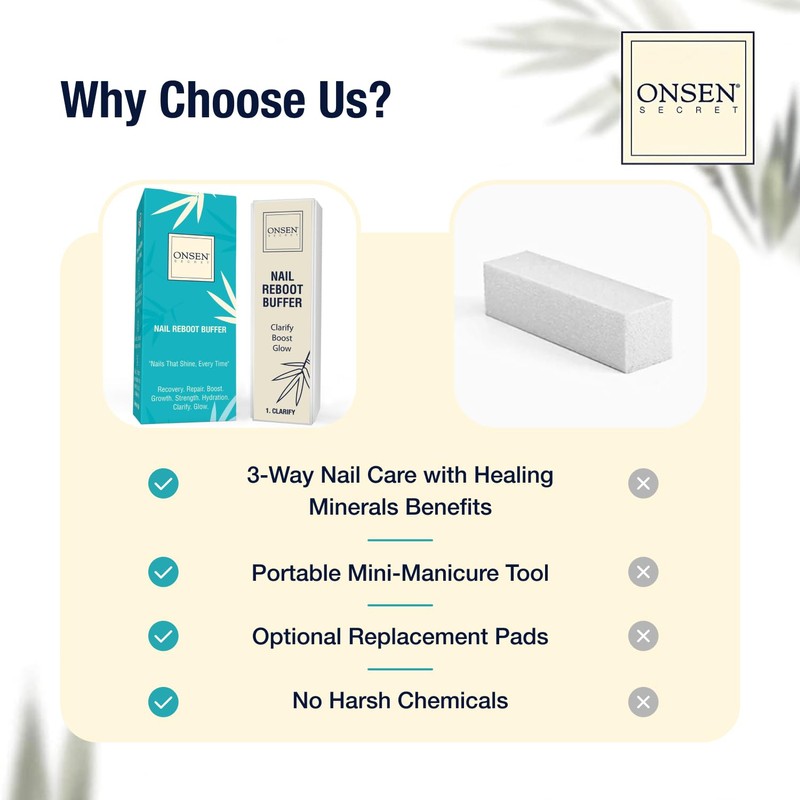 Onsen Secret Professional Nail Buffer, Ultimate Shine Nail Buffing Block