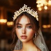 Handcess Wedding Rhinestone Tiara Gold Crystal Crown Headband Princess Tiaras