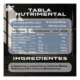 Aminoácidos Bcaas  Glutamina Beast Form 1kg De 50 Serv.