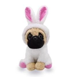 YONLIT Adorable Pug-Bunny Stuffed Animal Dressed in a White Rabbit Outfit, Super Cute and Soft Plush Puppy Bunny for Easter Basket Gift or Dog Lovers 10 Inches (Pug-Bunny 01)