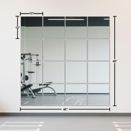 Wall Mirror Tiles Full Length, 12 x 12 Inch x 16Pcs Frameless Home Gym Mirror for Wall Mounted Decorative Full Body