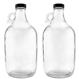 nicebottles Glass Handled Jugs, Half-Gallon, Clear, Pack of 2