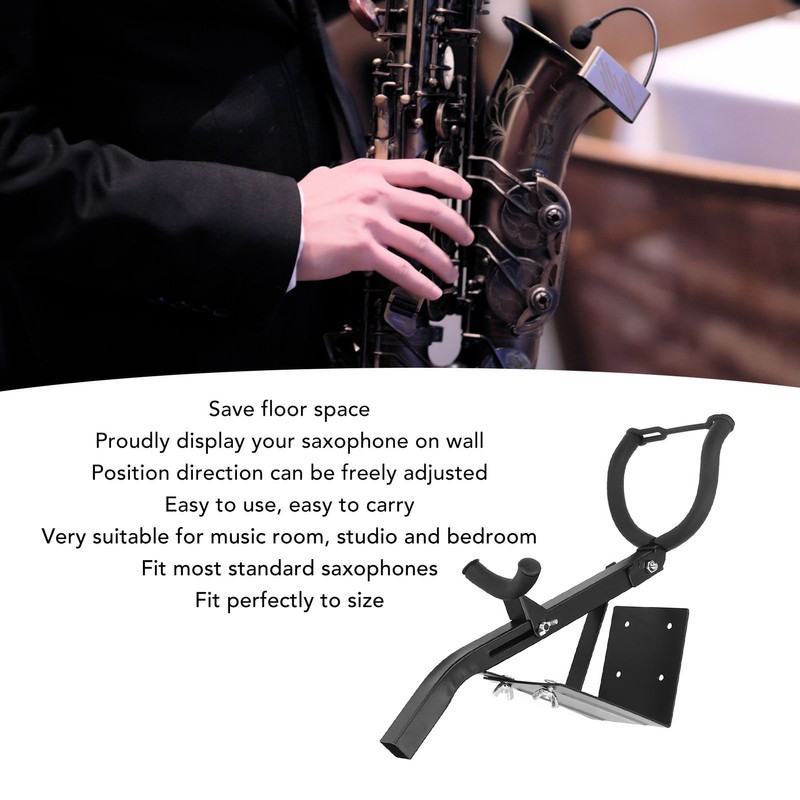 Alto Sax Wall Mount Stand Metal Sponge Hold Tenor Saxophone