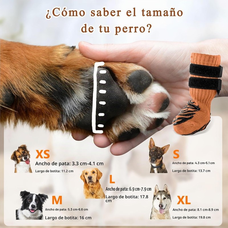 TZL Calcetines Antideslizantes para Perros con Doble Agarre para Suelos