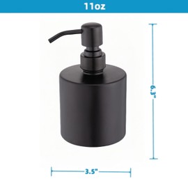 Black Glass Soap Dispenser with Rust Proof Stainless Steel Pump, Refillable Liquid Hand soap Dispenser for Bathroom, Premium Kitchen Soap Dispenser （Make Black）
