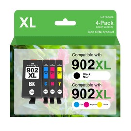 GoToners Compatible Ink Cartridge Replacement for HP 902XL 902 XL Ink Cartridges Combo Pack for Officejet Pro 6978 6968 6962 6958 6960 6970 6954 6950 6951 Printers (4 Pack, Black & CMY)