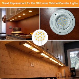 DUMILOO G8 LED Bulb Dimmable 3W Disc Puck Light Bulbs 20W-25W Halogen Bulb Equivalent, T4 JCD Type Bi-Pin Base, 120V Warm White 3000K for Under Counter Kitchen Lighting, Under Cabinet Light, 8 Pack