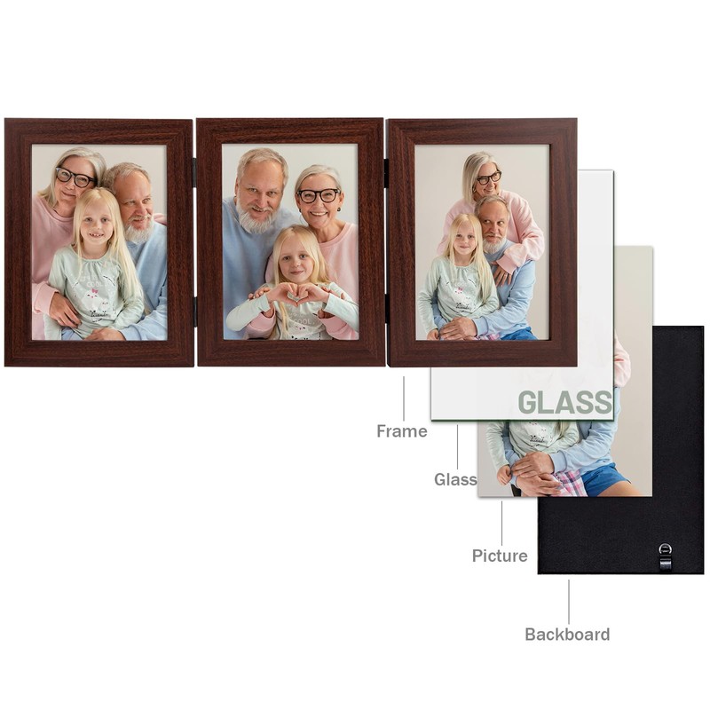 Frametory, 3 Picture Frames 5x7 Trifold Photo Frames Collage -