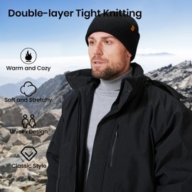 Pristis Fishing Winter Beanie Hat, Unisex Slouchy Warm Soft Skull Cap with Thick Lining & Double-Layer Tight Kniting, Cozy Streatchy Classic Striped Cuffed Plain Wool Watch Hat for Men Women, Orange