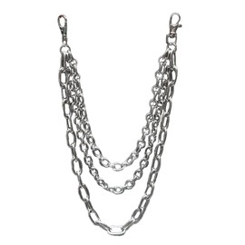 White Fang AZ190 Wallet Chain, Silver, Stylish, Fall Prevention, Belt Chain, Men's, Women's,, Silver