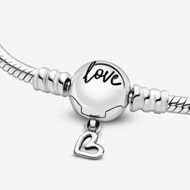 MariaFonte Bracelet New 2024 Semi-Rigid Love Heart Women's Original Stiffness Pendant Base Girls Bracelets Clip Fix Offer Charm Chain Silver Hook Clasp Box Pink Bead Sterling Silver, Sterling Silver