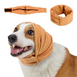 LEOTRAG Dog Calming Hoodie, No Shake Ear Wraps for Dogs, Adjustable Dog Ear Muffs for Noise Protection, Ear Wrap Head Cover for Anxiety Relief & Hematoma (Vitality Orange, S(Head Circle:9.8"-14.9"))