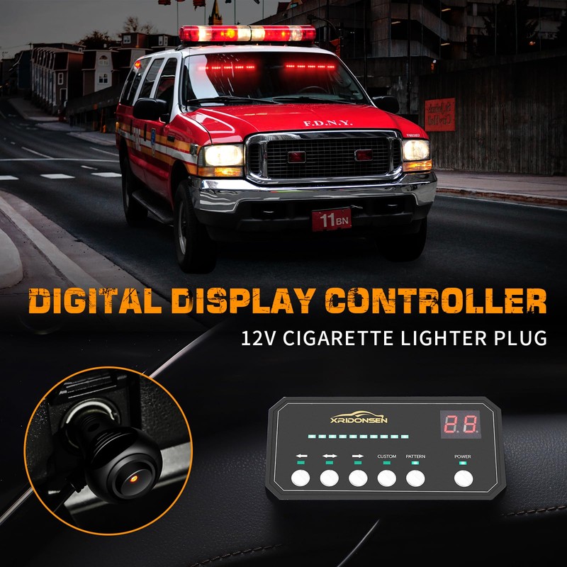 XRIDONSEN 2x 17 inch Red Emergency Lights Bar 40 LED