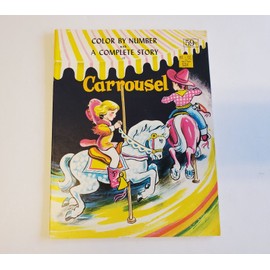 Puss In Boots / Carrousel / Space VTG Children's Color By Number Coloring Books