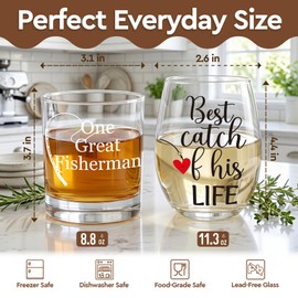 Ideas Wedding Gifts for Matching Couple,Newly,Funny Married Couple Gifts Set for Parents,Friends,Mr and Mrs Gifts for Anniversary,Birthday,Christmas,One Great Fisherman & Best Catch of His Life