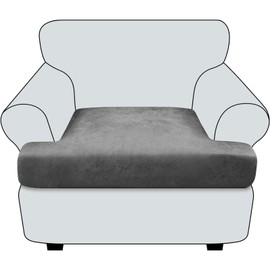 Imnopqr Couch Cushion Cover Leather Look T Cushion Slipcover Individual Seat Cushion Cover for Chair Stretch Sofa Seat Covers Furniture Protector Washable, Pets Friendly(1PCS T Chair, Grey)