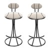 Upholstered Metal Bar Stools Set 2 Striped Counter Height Modern
