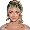 JHOO Bride Wedding Hair Accessories Emerald Rhinestone Headband Elegant Bridal
