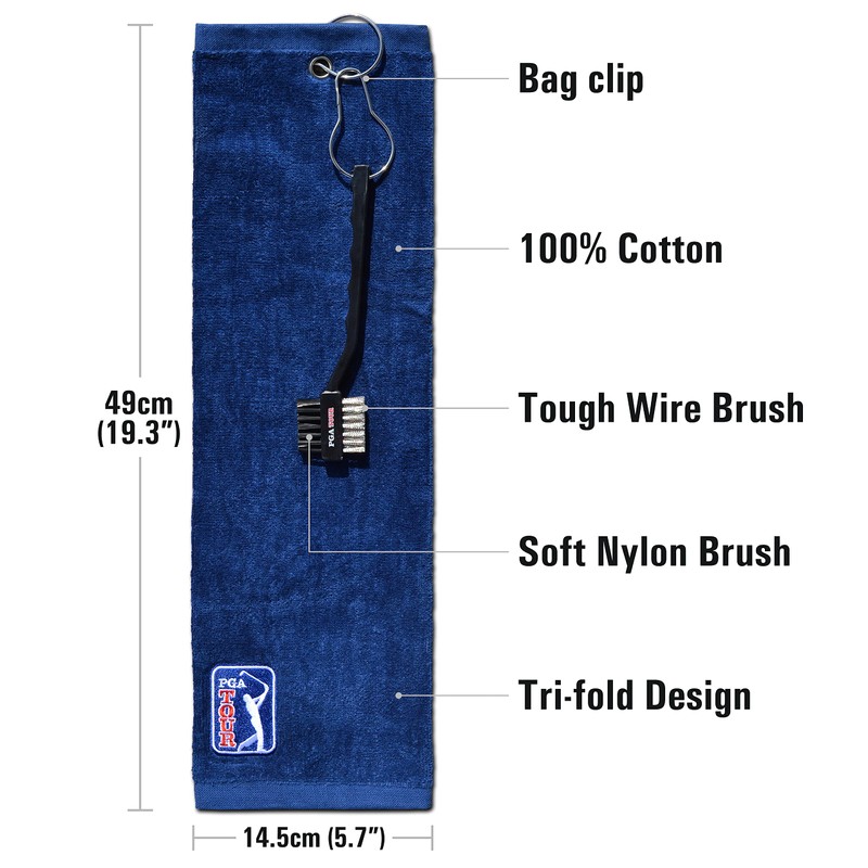 PGA Tour Golf Towel and Brush Set