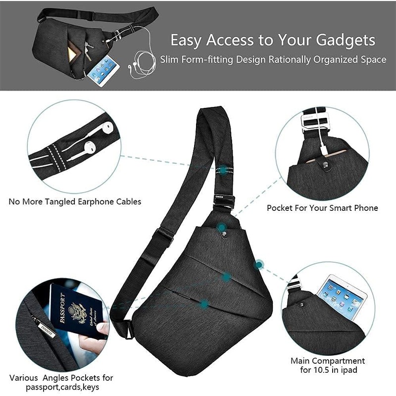 OSOCE Anti-Theft Waterproof Shoulder Backpack Sling Chest Crossbody Bag Cover