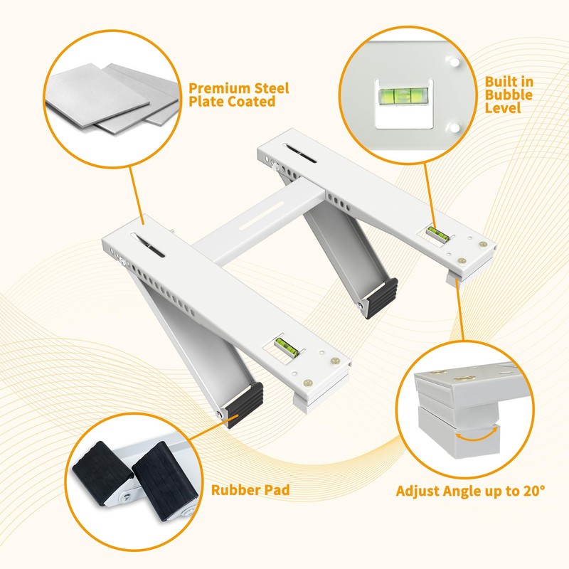 Powrocket Window Air Conditioner Support Bracket with 2 Arms,Window AC