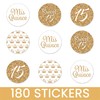 White and Gold Quinceañera Chocolate Kisses Party Favor Stickers, Mis