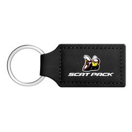 iPick Image Compatible with Dodge Scat-Pack Full Color Rectangular Black Leatherette Key Chain