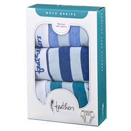 Feathers Boys Multi Stripe Snug Fit Tagless Briefs Underwear - 100% Cotton Super Soft Briefs (3/pack)